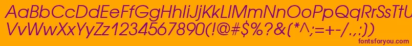 AvantgardecttItalic-Schriftart – Violette Schriften auf orangefarbenem Hintergrund