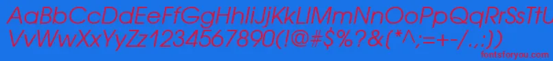フォントAvantgardecttItalic – 赤い文字の青い背景