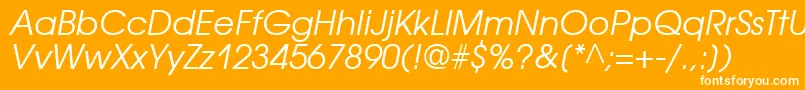 Fonte AvantgardecttItalic – fontes brancas em um fundo laranja
