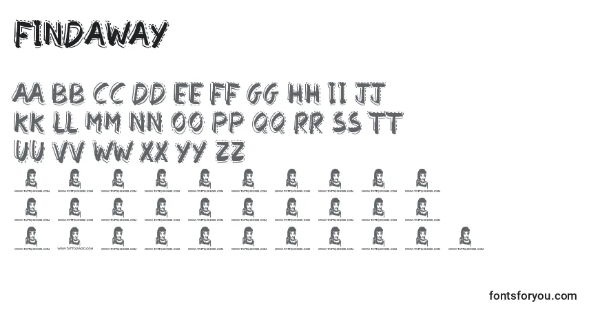 Czcionka FindAWay – alfabet, cyfry, specjalne znaki