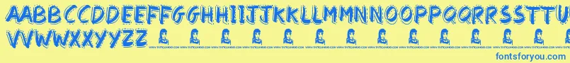 FindAWay Font – Blue Fonts on Yellow Background