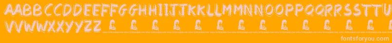 FindAWay-Schriftart – Rosa Schriften auf orangefarbenem Hintergrund