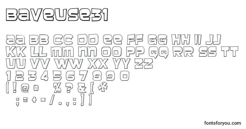 Baveuse31-fontti – aakkoset, numerot, erikoismerkit
