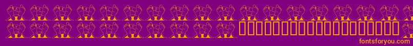 JlrQuincy-fontti – oranssit fontit violetilla taustalla