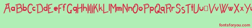 Freame-Schriftart – Rote Schriften auf grünem Hintergrund