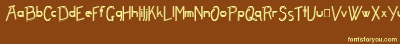 Freame-Schriftart – Gelbe Schriften auf braunem Hintergrund