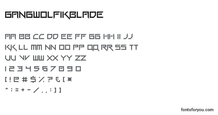 A fonte GangWolfikBlade – alfabeto, números, caracteres especiais