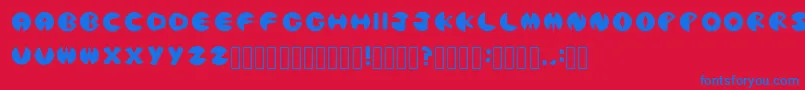 PacmanicRegular-Schriftart – Blaue Schriften auf rotem Hintergrund