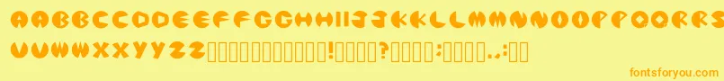 PacmanicRegular-Schriftart – Orangefarbene Schriften auf gelbem Hintergrund