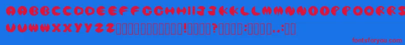 PacmanicRegular-Schriftart – Rote Schriften auf blauem Hintergrund