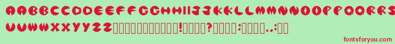 PacmanicRegular-fontti – punaiset fontit vihreällä taustalla