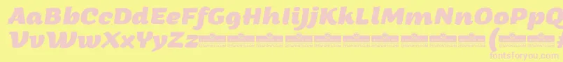 Шрифт ArturoExtrabolditalicTrial – розовые шрифты на жёлтом фоне
