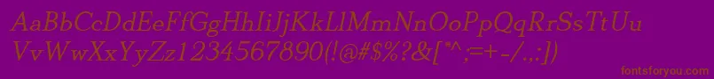 DionisiiotfItalic-Schriftart – Braune Schriften auf violettem Hintergrund