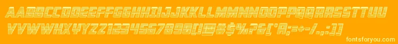 Buchananchromeital-Schriftart – Gelbe Schriften auf orangefarbenem Hintergrund