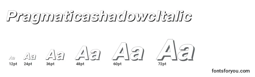 Размеры шрифта PragmaticashadowcItalic