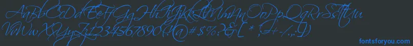 ScriptinaPro Font – Blue Fonts on Black Background