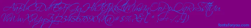 ScriptinaPro Font – Blue Fonts on Purple Background