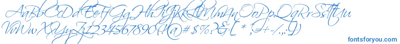 ScriptinaPro-Schriftart – Blaue Schriften auf weißem Hintergrund