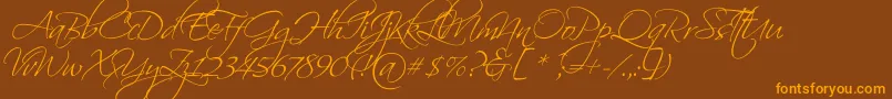 ScriptinaPro-Schriftart – Orangefarbene Schriften auf braunem Hintergrund