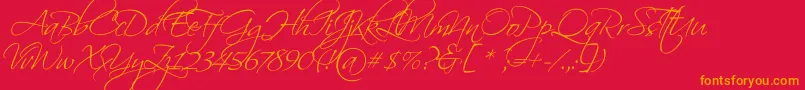 ScriptinaPro-Schriftart – Orangefarbene Schriften auf rotem Hintergrund