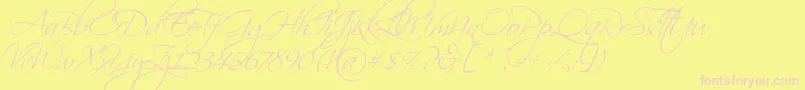 ScriptinaPro-Schriftart – Rosa Schriften auf gelbem Hintergrund