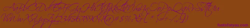 ScriptinaPro-Schriftart – Violette Schriften auf braunem Hintergrund