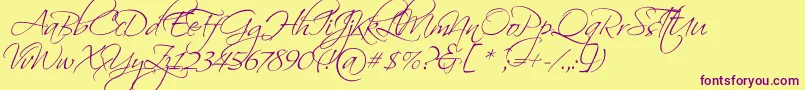 ScriptinaPro Font – Purple Fonts on Yellow Background