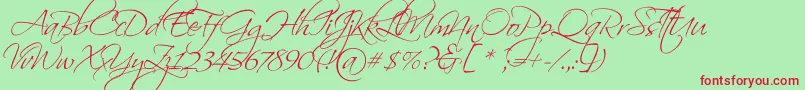 ScriptinaPro Font – Red Fonts on Green Background