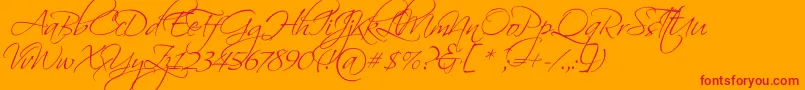 ScriptinaPro Font – Red Fonts on Orange Background
