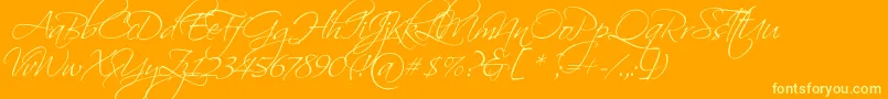 ScriptinaPro Font – Yellow Fonts on Orange Background