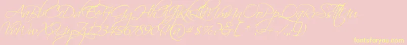 ScriptinaPro Font – Yellow Fonts on Pink Background