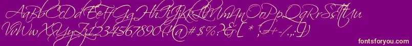 ScriptinaPro-Schriftart – Gelbe Schriften auf violettem Hintergrund