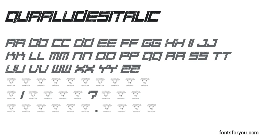 Fuente QuaaludesItalic - alfabeto, números, caracteres especiales