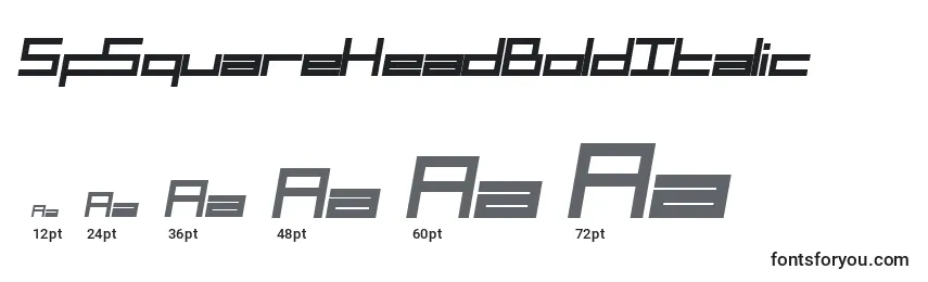 SfSquareHeadBoldItalic Font Sizes