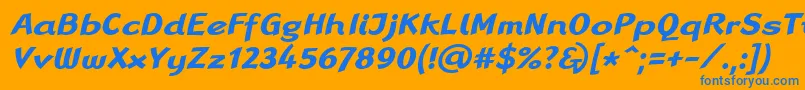 Czcionka LinotypeRanaBoldItalic – niebieskie czcionki na pomarańczowym tle