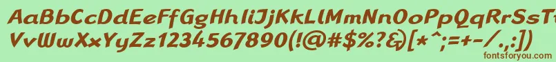 Fonte LinotypeRanaBoldItalic – fontes marrons em um fundo verde