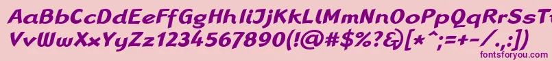 Fonte LinotypeRanaBoldItalic – fontes roxas em um fundo rosa