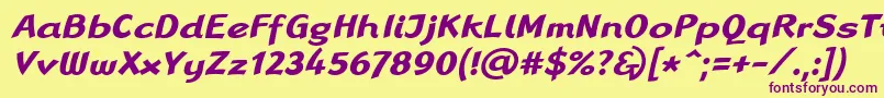 LinotypeRanaBoldItalic Font – Purple Fonts on Yellow Background