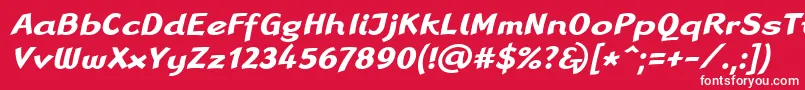 Fonte LinotypeRanaBoldItalic – fontes brancas em um fundo vermelho