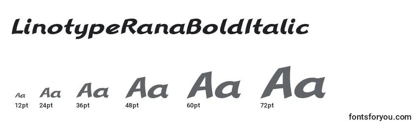 Размеры шрифта LinotypeRanaBoldItalic