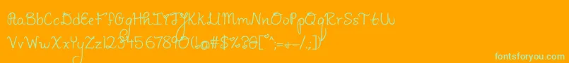 PineapplesDontHaveSleevesBold-Schriftart – Grüne Schriften auf orangefarbenem Hintergrund