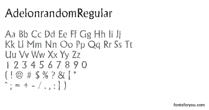 AdelonrandomRegular-fontti – aakkoset, numerot, erikoismerkit