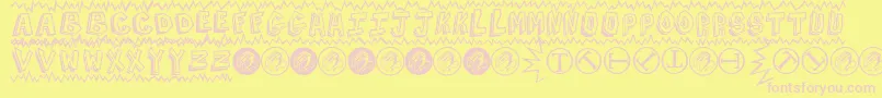 BatmanBeatTheHellOuttaMe-fontti – vaaleanpunaiset fontit keltaisella taustalla