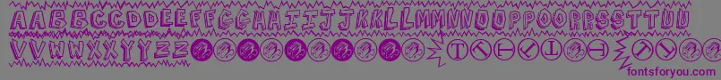 Шрифт BatmanBeatTheHellOuttaMe – фиолетовые шрифты на сером фоне