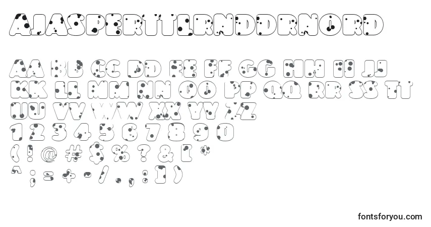 Czcionka AJasperttlrnddrnord – alfabet, cyfry, specjalne znaki