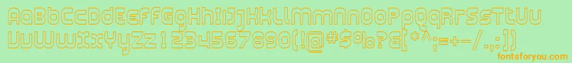 Sfplasmaticaoutline-Schriftart – Orangefarbene Schriften auf grünem Hintergrund