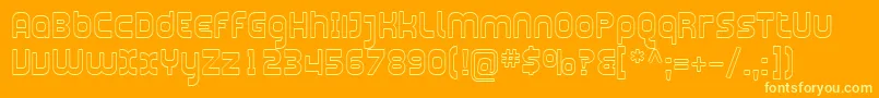 Sfplasmaticaoutline-Schriftart – Gelbe Schriften auf orangefarbenem Hintergrund