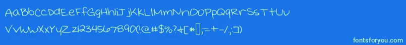 Kristinprint Font – Green Fonts on Blue Background