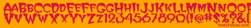 Creeper-Schriftart – Rote Schriften auf orangefarbenem Hintergrund