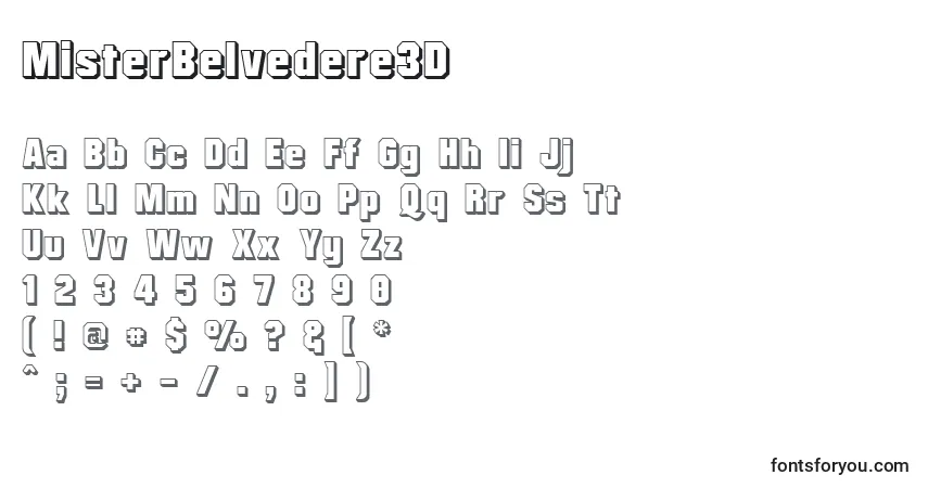 Шрифт MisterBelvedere3D – алфавит, цифры, специальные символы